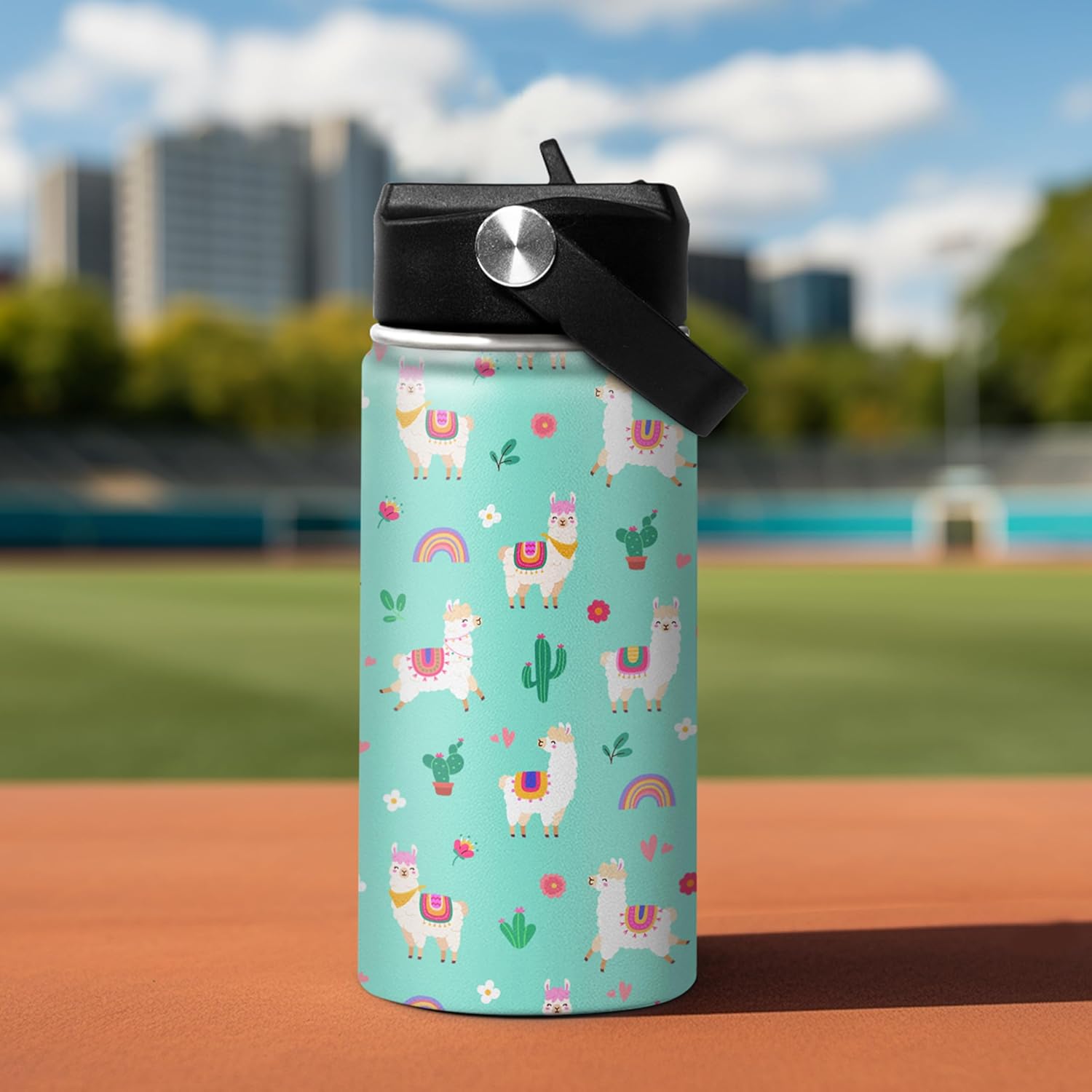 Kids Water Bottle Alpaca Llama Water Bottles 12oz with Straw Insulated Stainless Steel Travel School Tumbler Double Wall Vacuum Cup for Girls Kid - Image 5