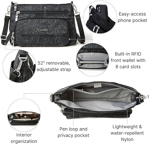 Miniatura 3 de Baggallini womens Original Everyday 11x 7.5 Crossbody Bags for Women Rfid Protected Lightweight Nylon Zippered Travel Purse