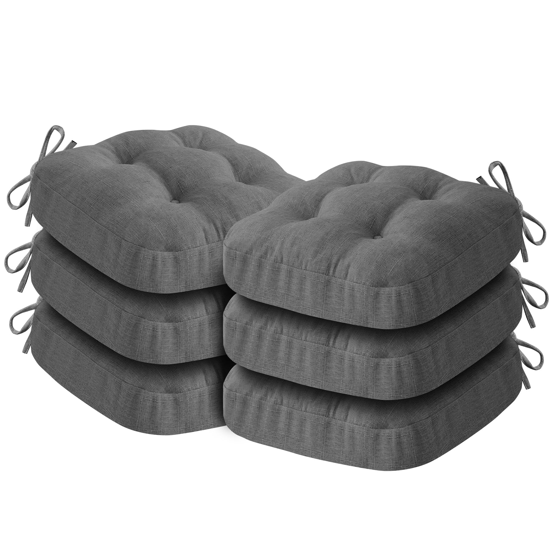 Chair Cushions, Memory Foam Dining Chair Cushions, Tufted Indoor Chair Pads, Set of 4, 16.5' x 16.5' x 3.5', Beige — view 8