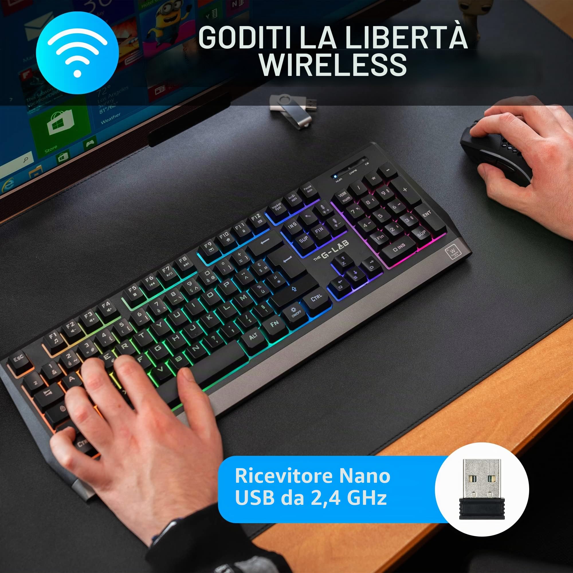 THE G LAB Wireless Gaming Combo - Mouse + Keyboard - Spanish Layout