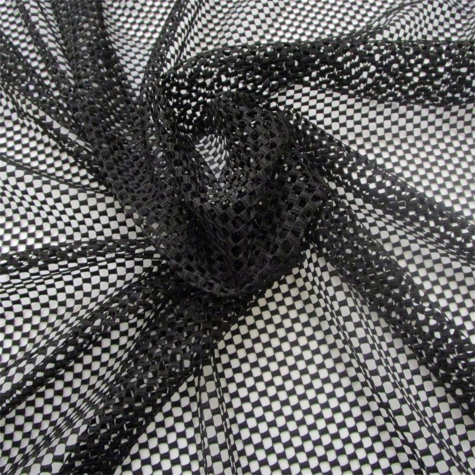 Sewing Polyester Embroidered Mesh Fabric Inelastic Multicolor 90cmx145cm for Dress Skirt(Black,Many Yards not Cut)