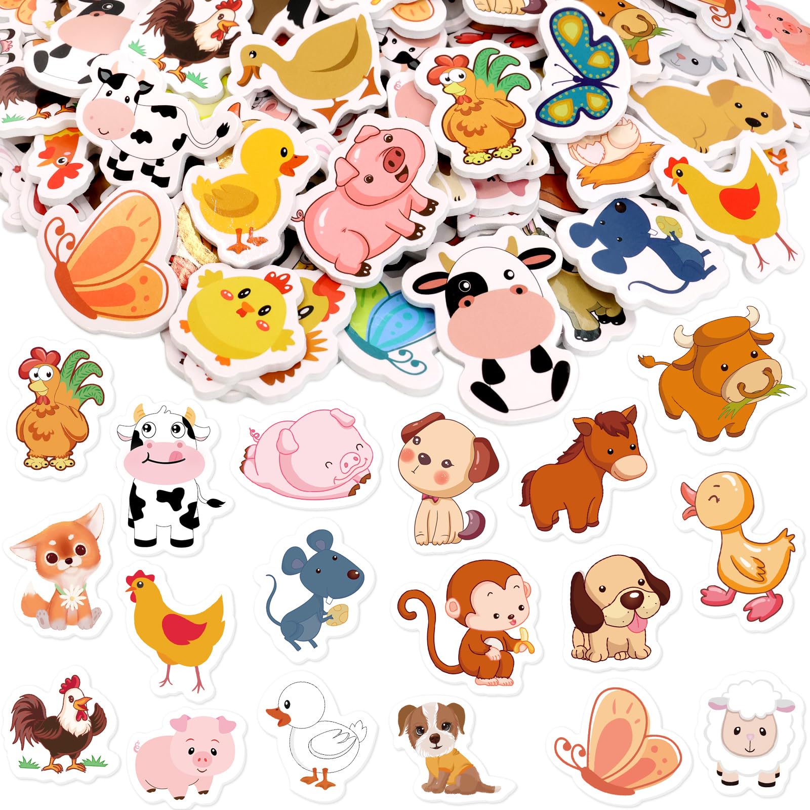 FANCY LAND Farm Animal Foam Stickers Cute Animal Self Adhesive Sticker for Kids Craft Supplies Party Decor Favors 200 Pcs