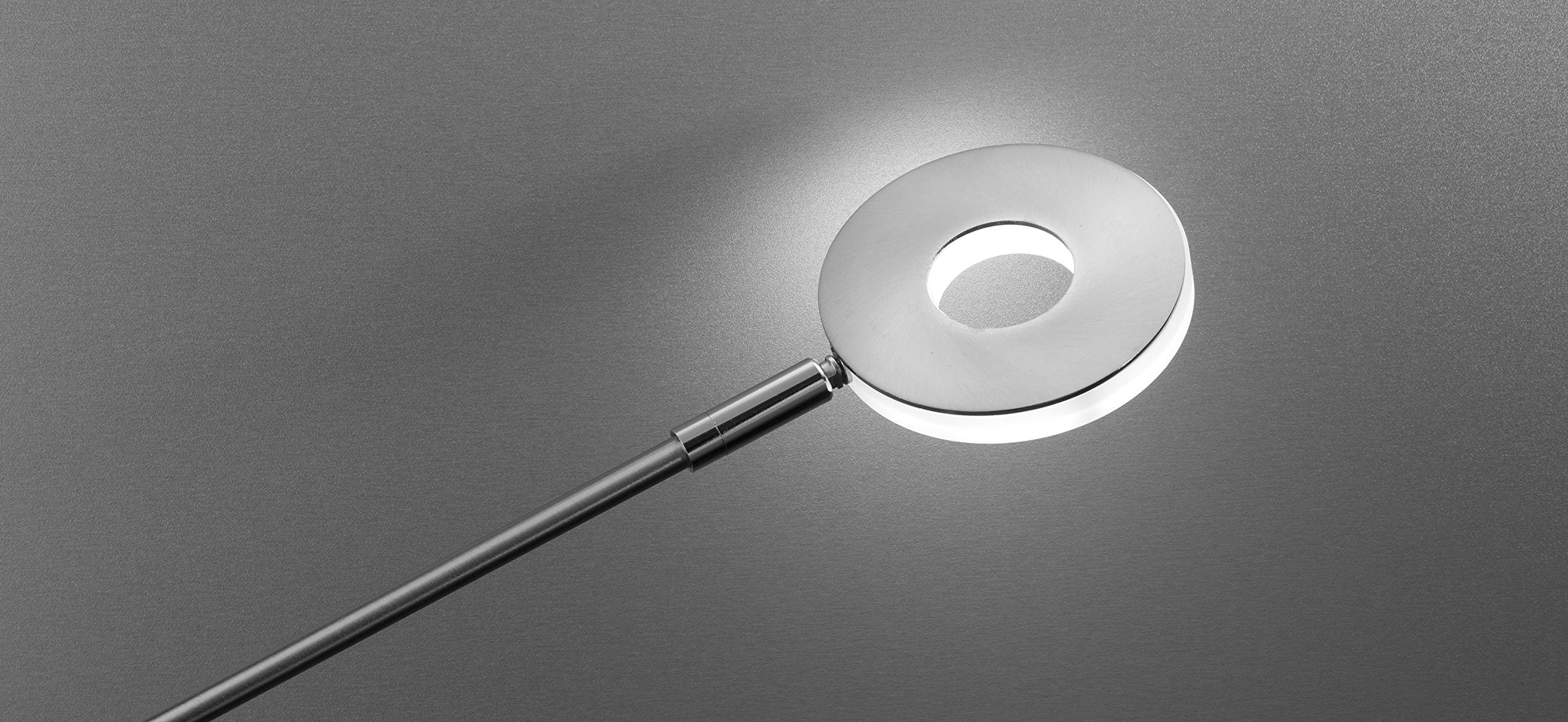 Fischer & Honsel Stehleuchte Dent, 2x LED 6 Watt, Matt, Nickelfarben, 3 Stufen CCT, Stufenlos Dimmbar, Flexarme, 40108, 25x25x150cm (LxBxH), 1600 Lumen, 2700K/ 3350K/ 4000K