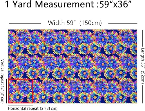 Miniatura 2 de Tela de flores de teñido anudado de The Yard colorida tela con patrón de retazos florales para adolescentes, amantes del arte, tela rústica de