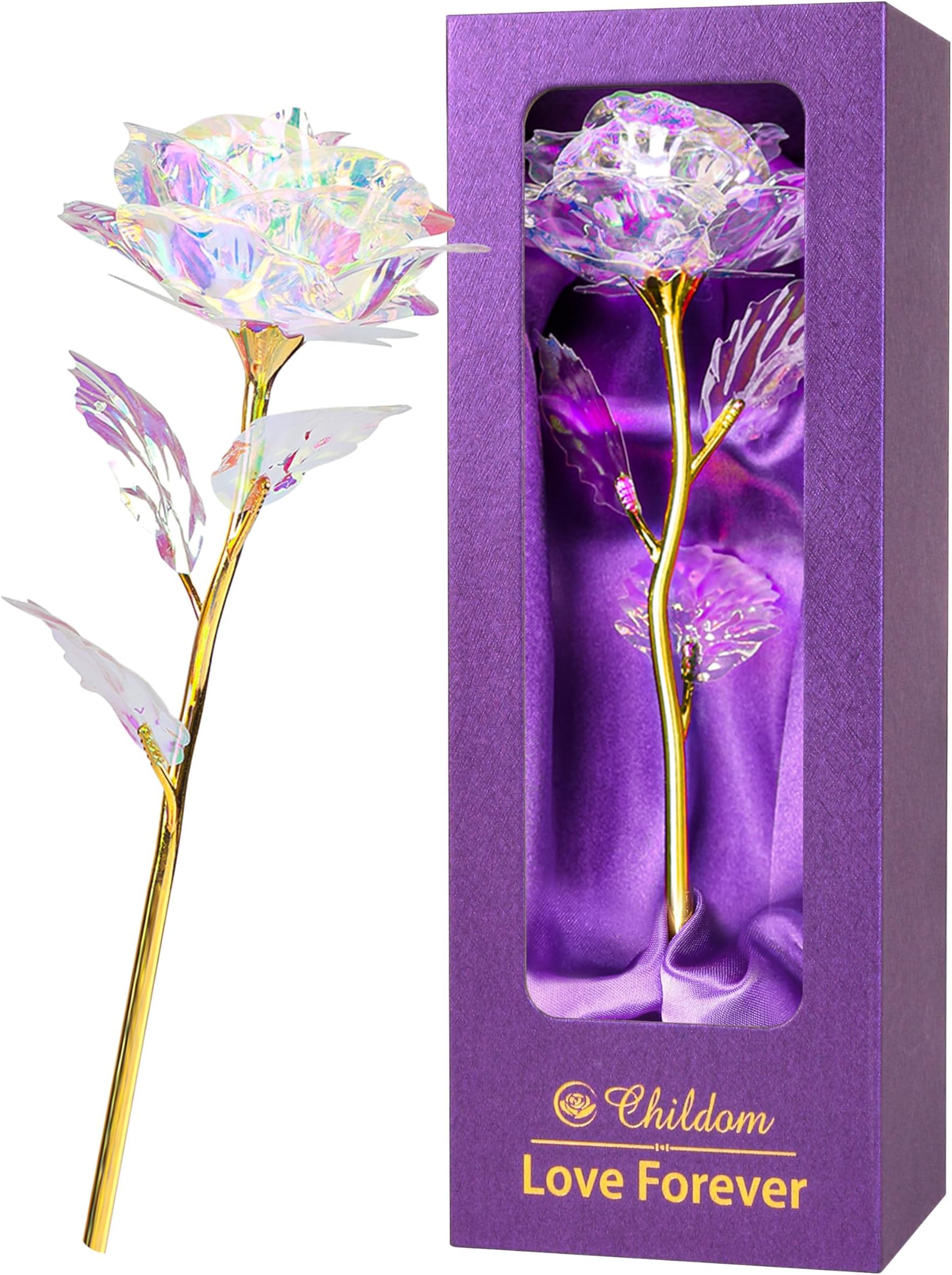 Childom Mothers Day Rose Gifts for Mom,Birthday Gifts for Women,Mothers Day Flowers Gifts for Mom from Daughter Son,Rainbow Artificial Flowers Gift for Wife,Grandma,Christmas,Valentines,Anniversary