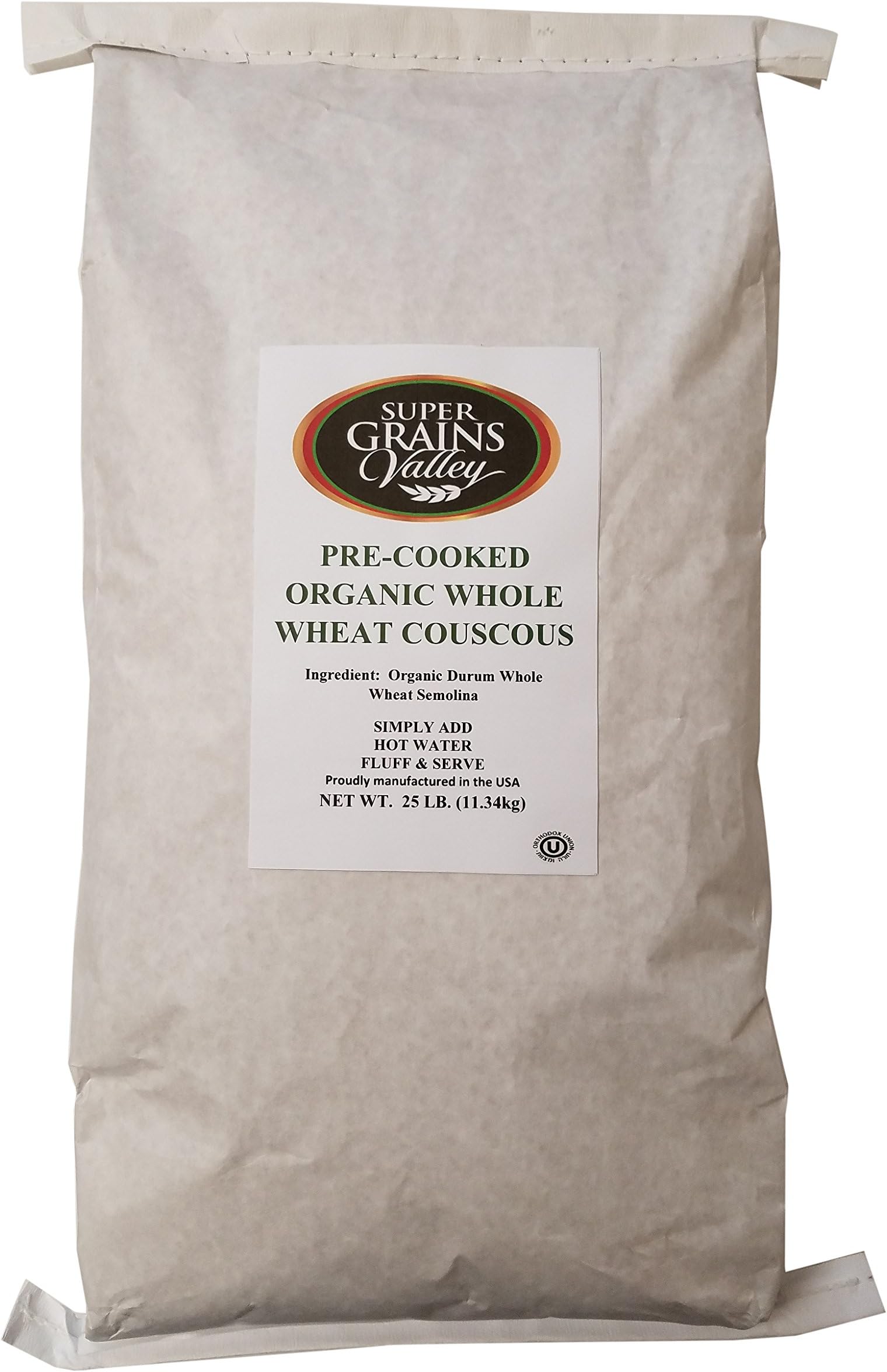 Super Grains Valley Organic Pre-Cooked Whole Wheat Couscous Bag, 25 lb.