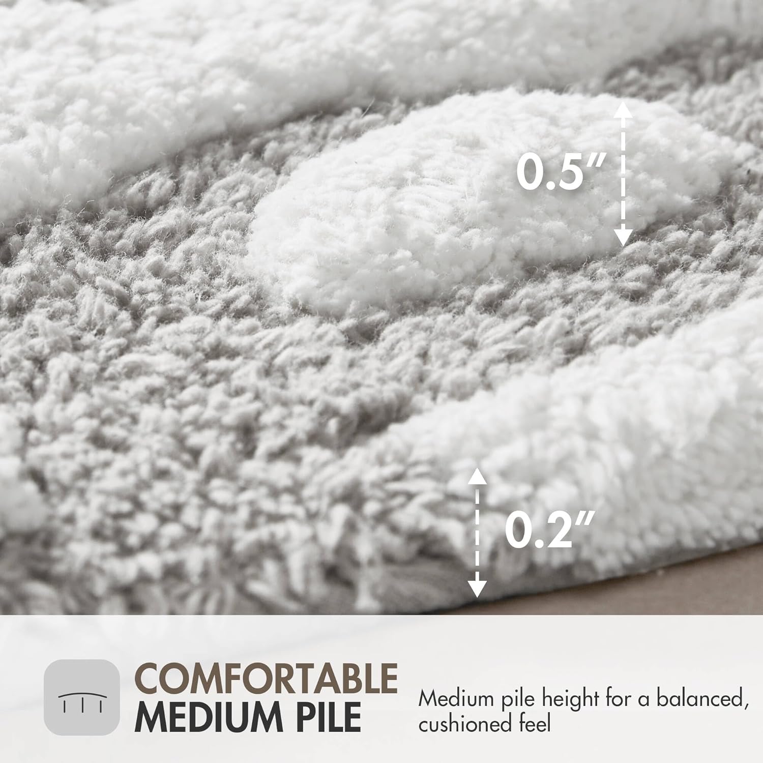 Madison Park Casablanca 100% Cotton Tufted Bathroom Rugs Luxurious Plush Medallion Floral Pattern Bath Mat Absorbent, Quick Dry, Spa Design Shower Room Décor, Rectangle 25" R, Grey