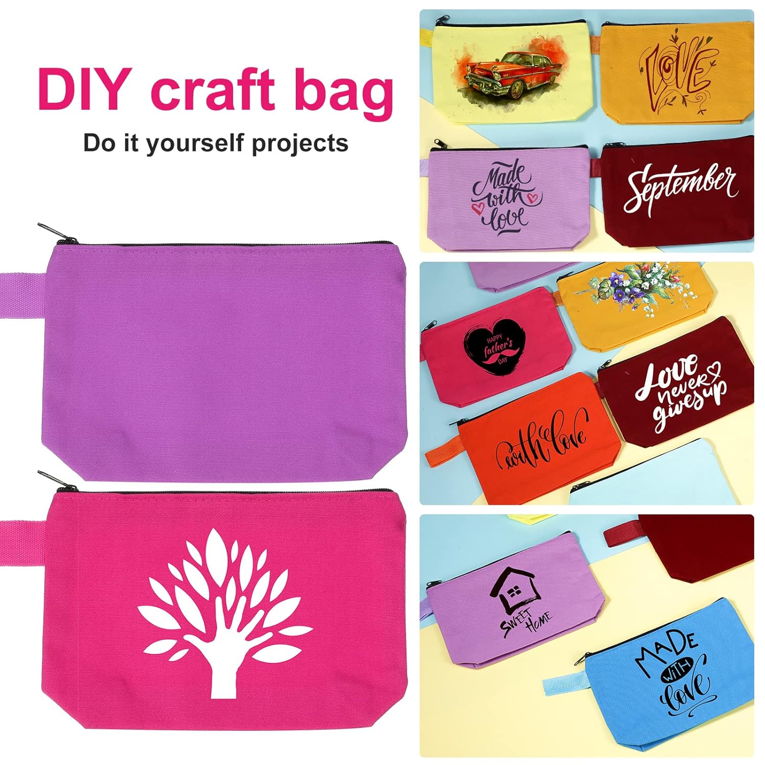 Saintrygo 30 Pcs Canvas Makeup Bags Bulk for Women Cosmetic Bags Small Travel Canvas Zipper Pouch Blank DIY Multipurpose Toiletry Hygiene Pouch for Women Purse Pencil Case(Classic,9.8 x 5 x 2 Inch) - Image 7