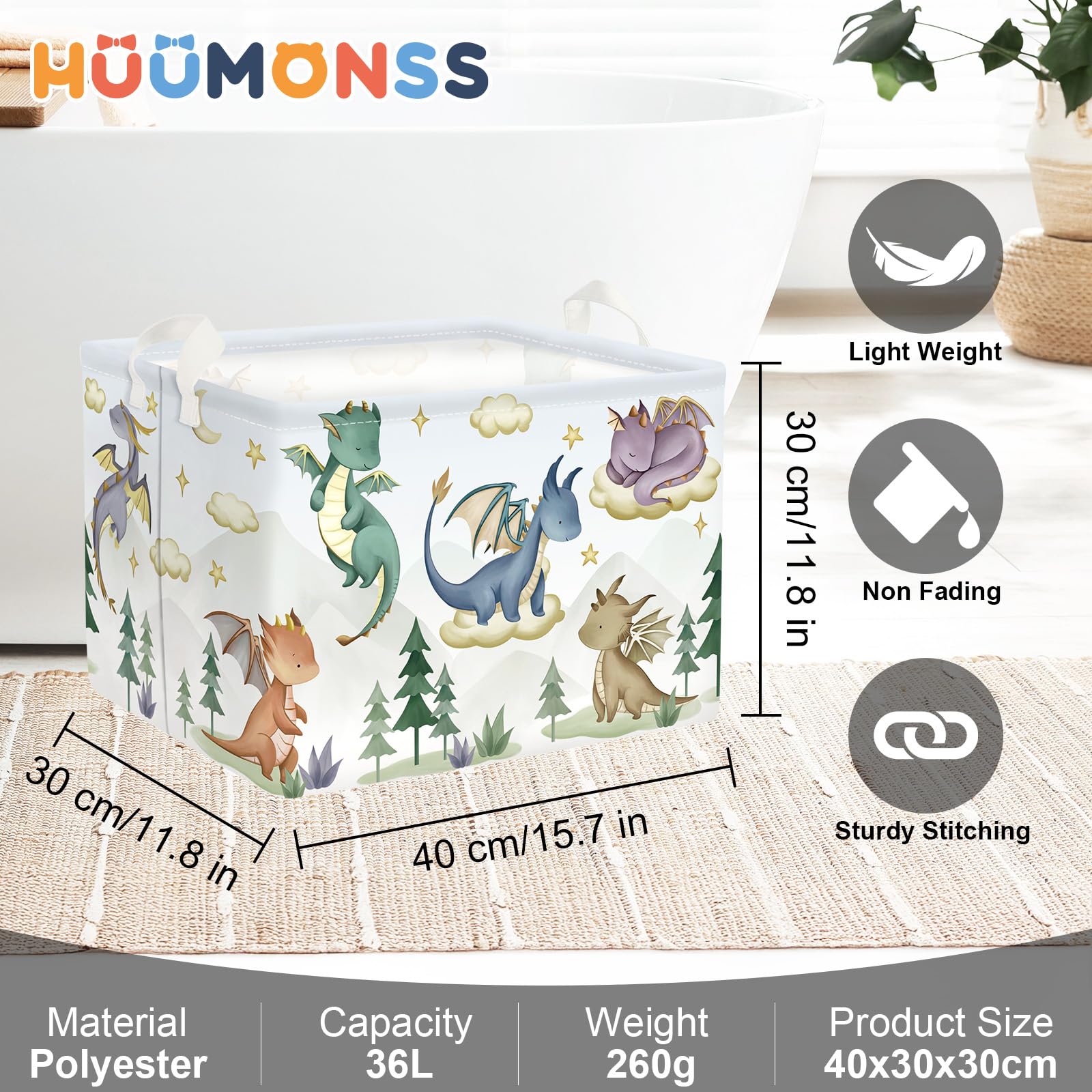 Grande Cesta Ropa Sucia Dino Bonito Plegable Cestos Almacenaje Ropa Juguetes para Padres,Árbol,36L