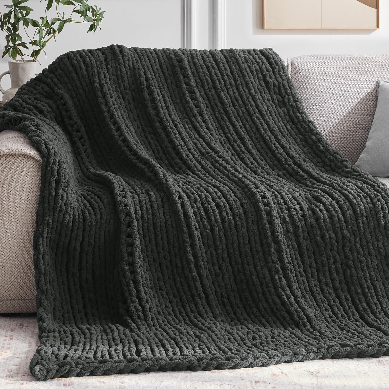 Negwoo Chunky Knit Throw Blanket, Knitted Throw Chenille Yarn, 30"*40" — image 1