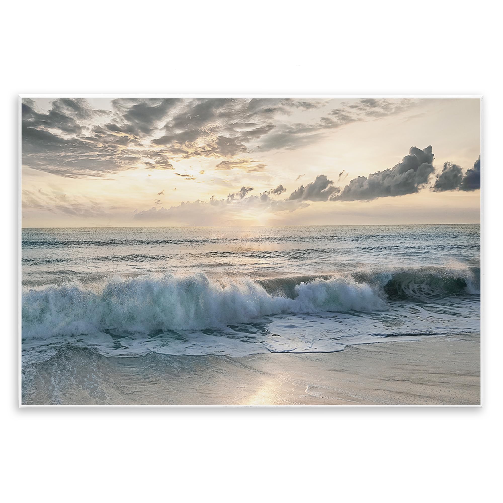 Stupell Industries 'Sunset Foam Along Shoreline', Wall Plaque Art, 15 x 10 Inches, Easy to Hang and Sturdy, Made in USA, by Mike Calascibetta