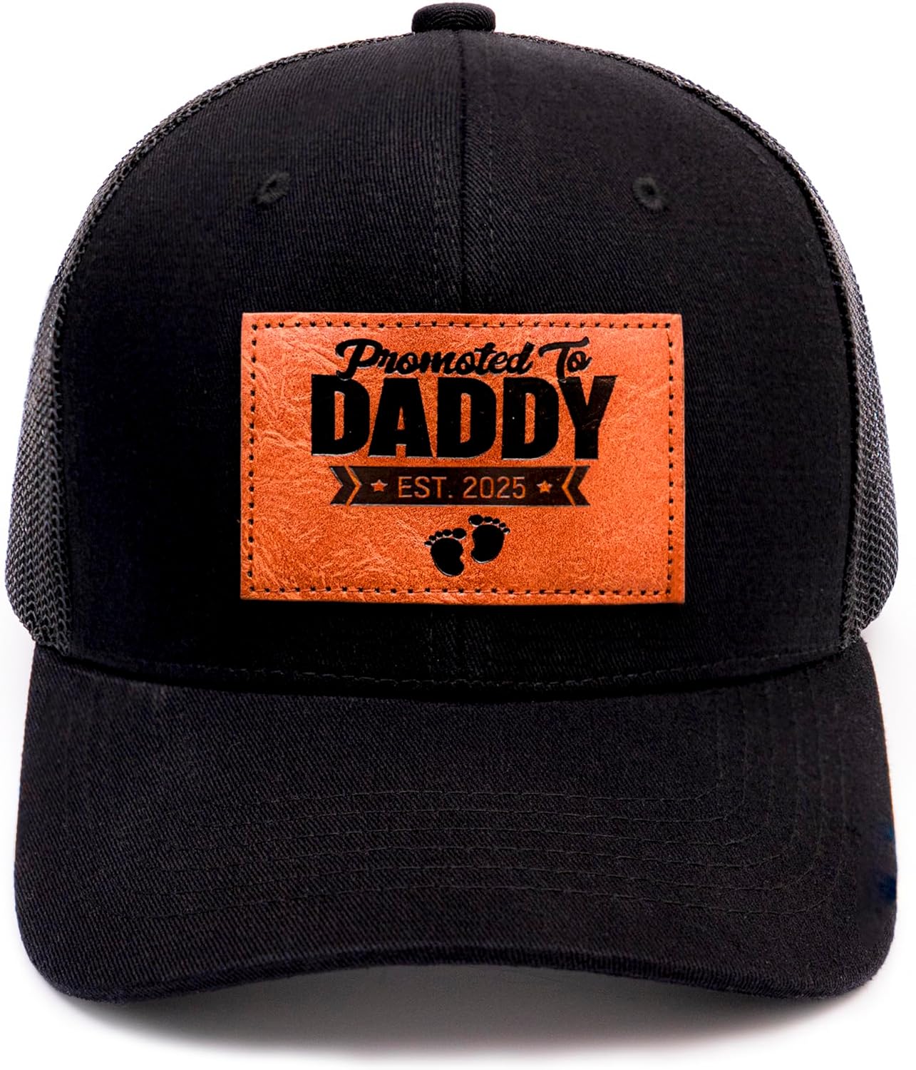 Promoted to Daddy Est. 2025 Hat, Baby Gift for New Daddy, Perfect New Father Gift First Dad Hat, Fathers Day Birthday Gifts for 1st Papa Trucker Baseball Cap Black