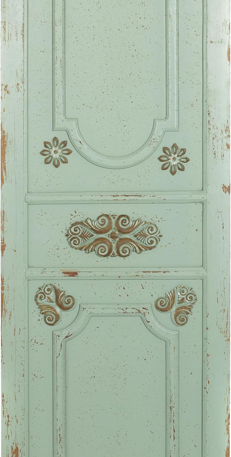 Deco 79 Wood Scroll Home Wall Decor Antique Door Wall Sculpture, Wall Art 18" x 1" x 78", Green