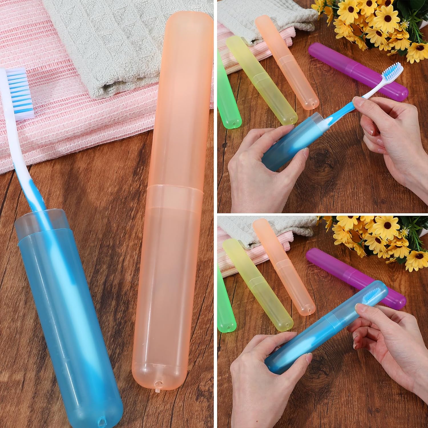36 Pcs Travel Toothbrush Case Holder, Portable Toothbrush Storage, Classroom Pencil Case for Kids, 6 Assort Color Toothpaste Cover Protector for Travel Home School Use