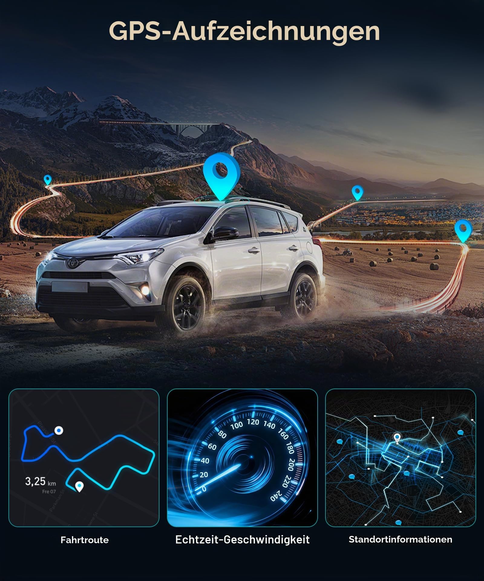 VECHTEL 4K+2K Dashcam Auto Vorne Hinten mit 5.8G+2.4G WiFi,2*Dash Cam 1080P Auto Kamera mit 3.16-Zoll IPS Bildschirm,24H Parküberwachung,Nachtsicht,G Sensor,mit 64GB