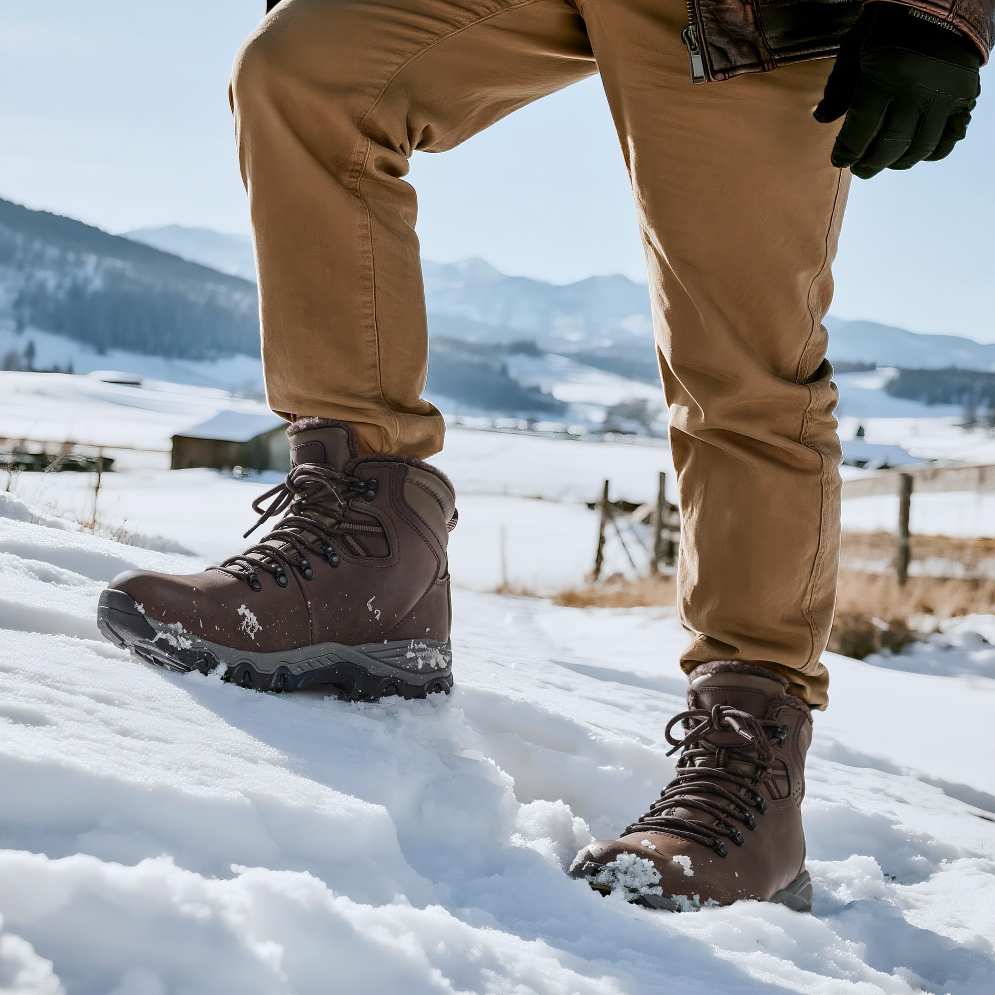 NORTIV 8 Stivali da trekking invernali da uomo, isolati da neve, impermeabili