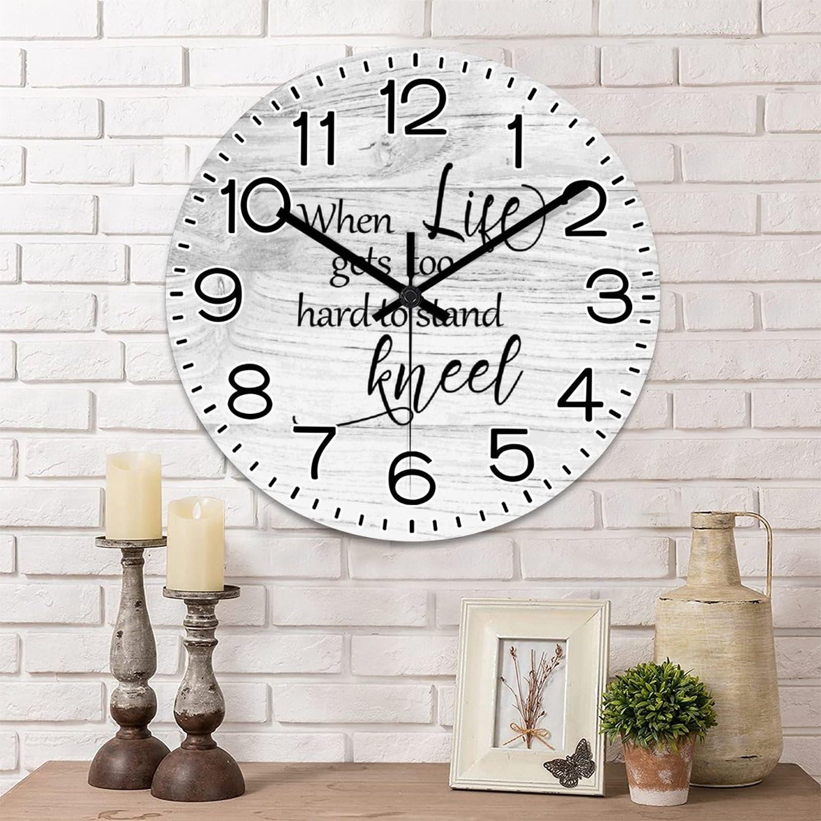 Horloge murale silencieuse quartz pendule en bois vintage de 38 cm