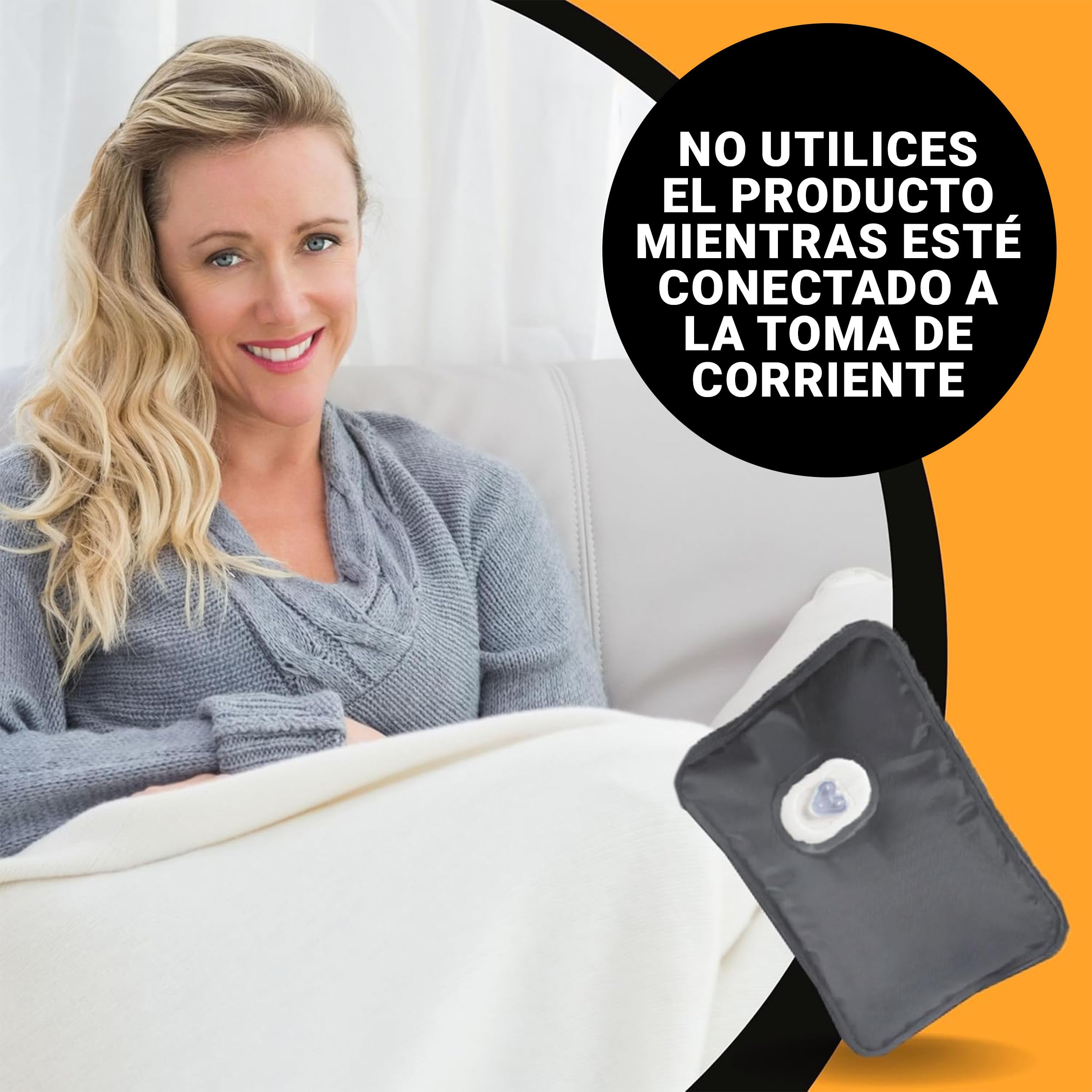 ELETTROCASA - Bolsa de Agua Caliente Eléctrica Teporino - 6h de Calor - Bolsa Agua Caliente Recargable Lista en 10' - Bolsa para Calentar Agua
