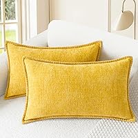 Vista 18 de CaliTime - Juego de 2 fundas de almohada decorativas de 16 x 16 pulgadas, con costuras en los bordes de hilo de algodón, chenilla suave teñida