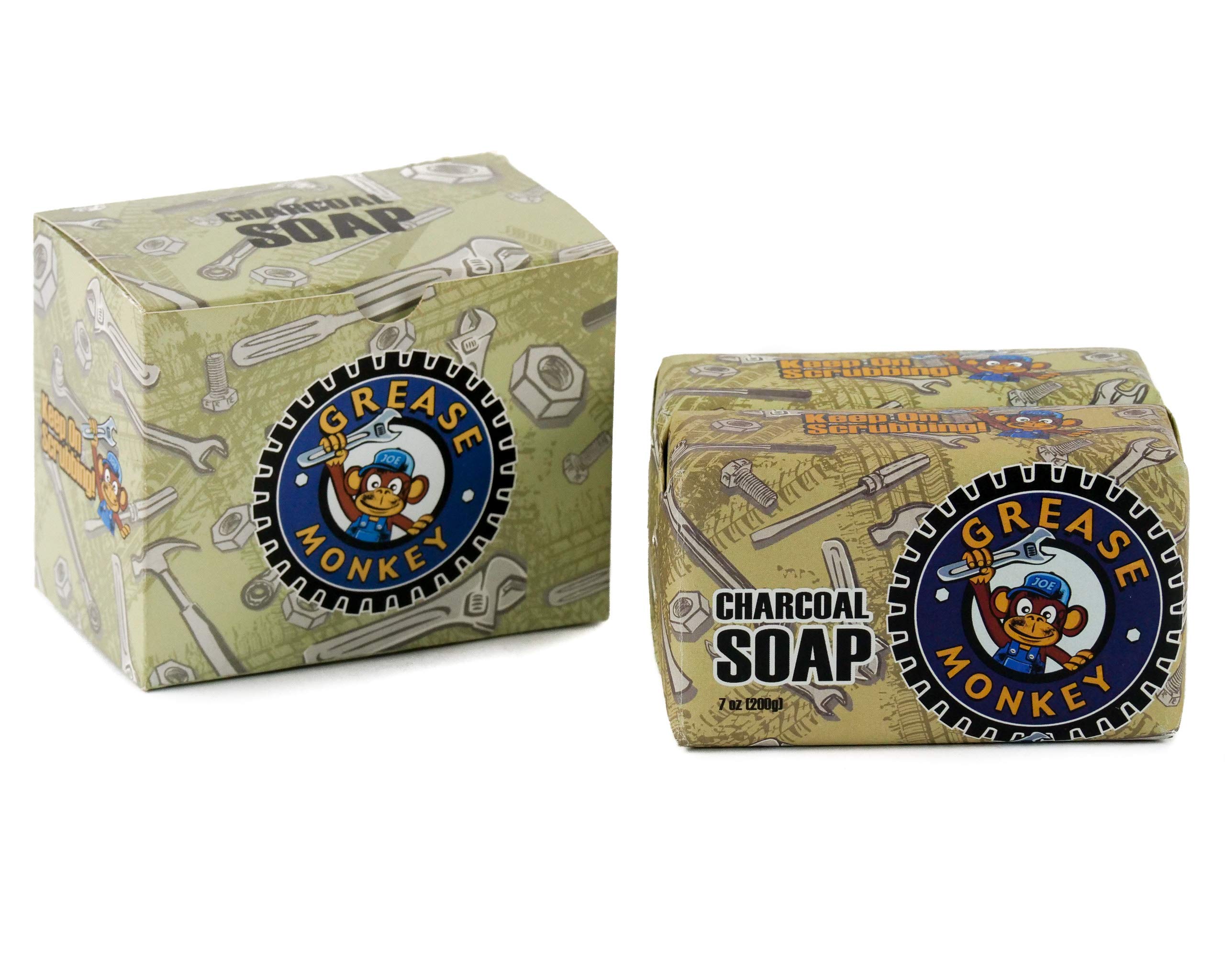 Bali SoapGrease Monkey - Natural Soap for Men, Dad, Husband - Special Father's Day Gift - Activated Charcoal Scrub for Mechanic - Cleans Dirty, Greasy Hands - Pack of 2, 7oz Bar