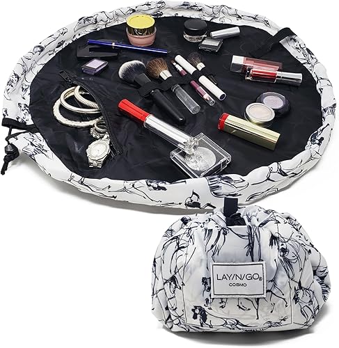 Lay-n-Go Cosmo - Organizador de cosméticos y maquillaje con cordón, bolsa de aseo para viajes, regalos y uso diario, Dogs