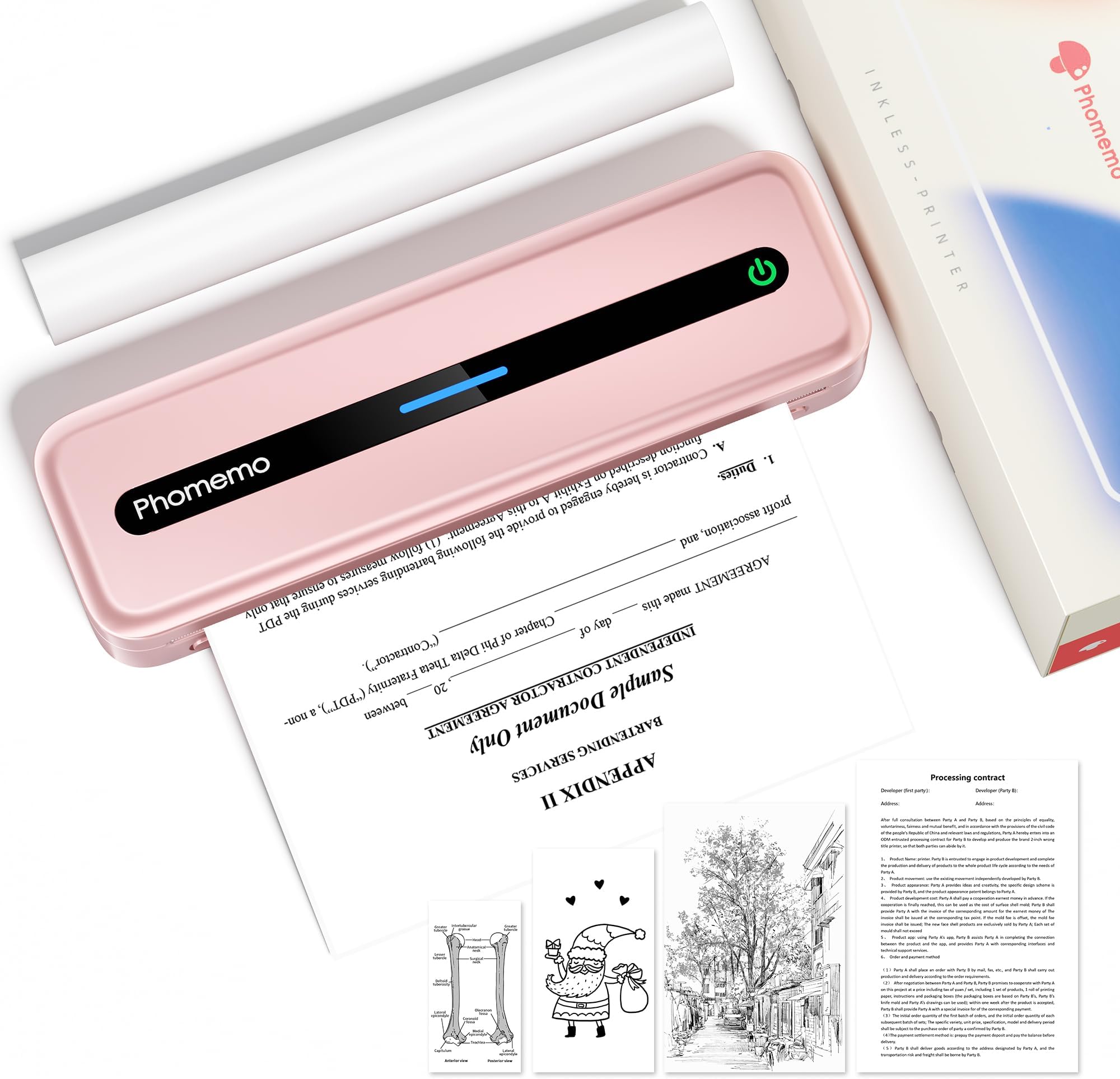 Phomemo Portable Printer, M832 Portable Printers Wireless for Travel, Wireless Thermal Inkless Printer for Office, Home, Compatible with Phone & Laptop