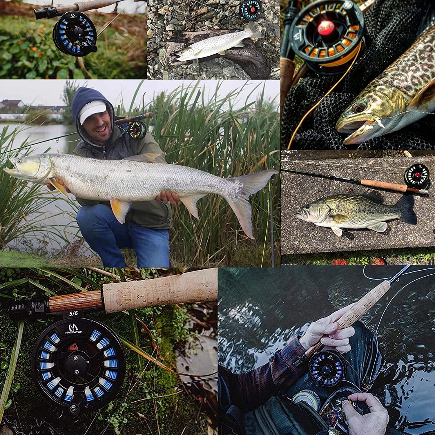 maximumcatch Amigo Fliegenfischen Rute und Rolle Set 9FT 4 Teile 4/5/6/7/8 WT mit Fliegenfsichen Zubehör