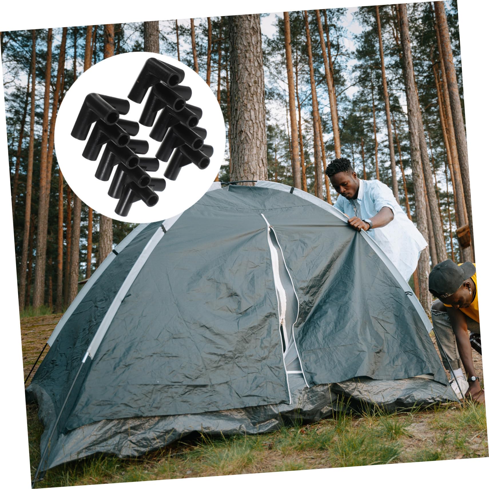 24 Pièces Raccords de Tente en Plastique PE Noir pour Camping