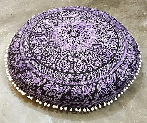 Miniatura 5 de Funda de cojín de suelo de 32 pulgadas con diseño bohemio, estrella azul, hippie, decorativa, india, grande, otomana, para decoración del hogar,