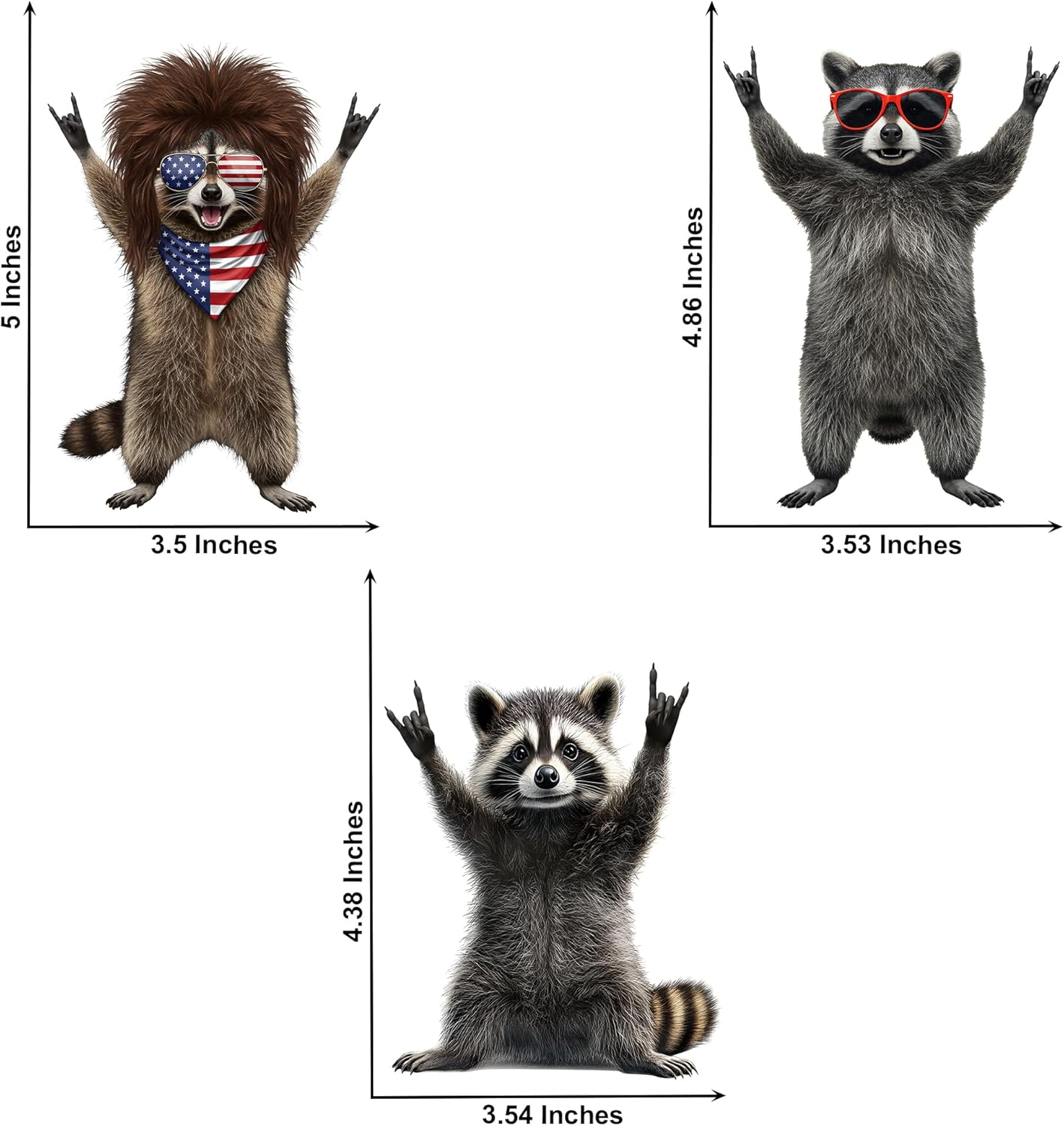 3 Pcs Rocking Raccoon Sticker Funny Raccoons Decals Vinyl Cute Animal Stickers 5" Car Bumper Water Bottle Laptop Tablet Bike Window Cooling Box Luggage Gifts for Teens Women Men Coworkers - Image 7