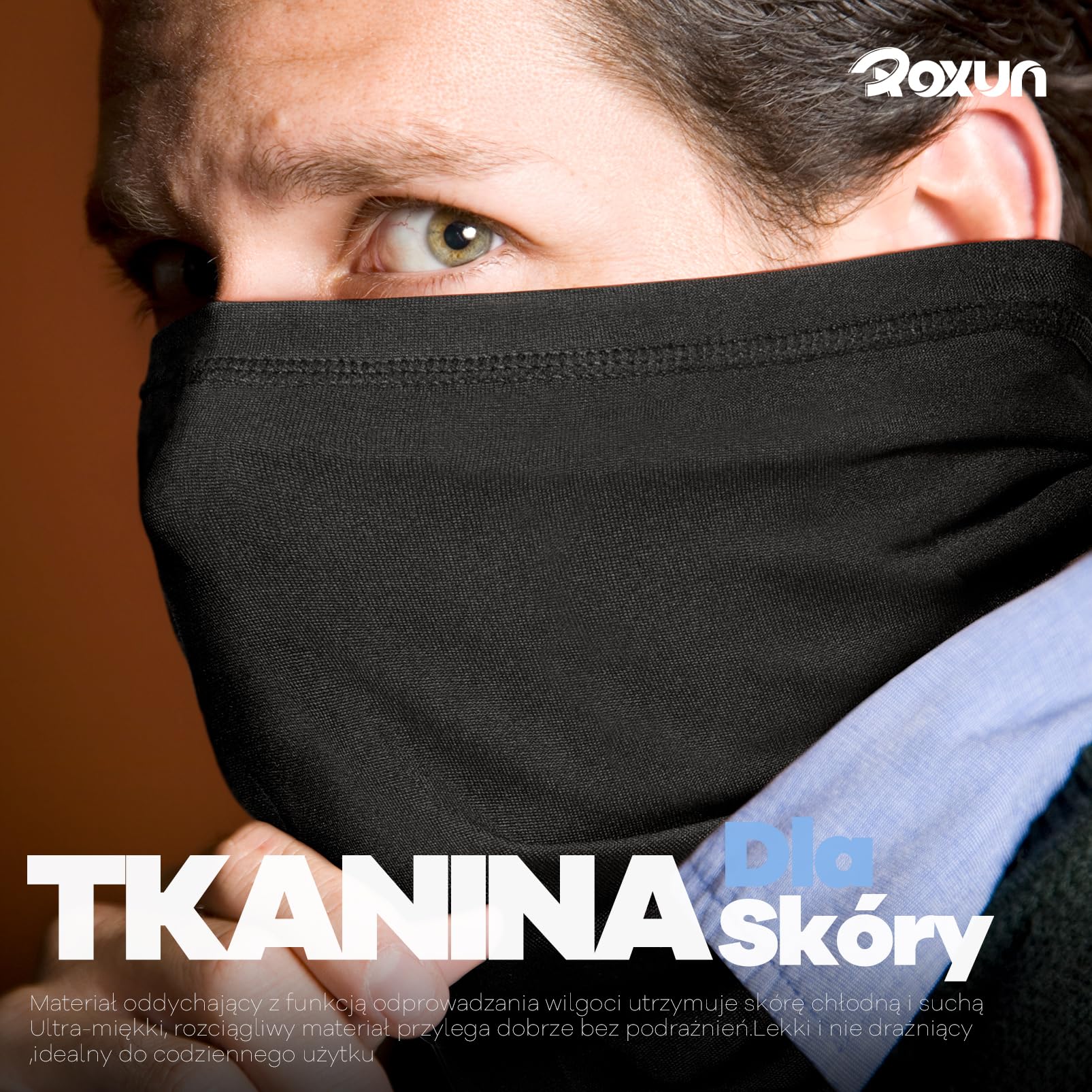 ROXUN 4-pak ocieplacz na szyję, chłodząca, oddychająca maska na twarz, ochrona przed promieniowaniem UV, szalik turystyczny bandana dla mężczyzn/kobiet