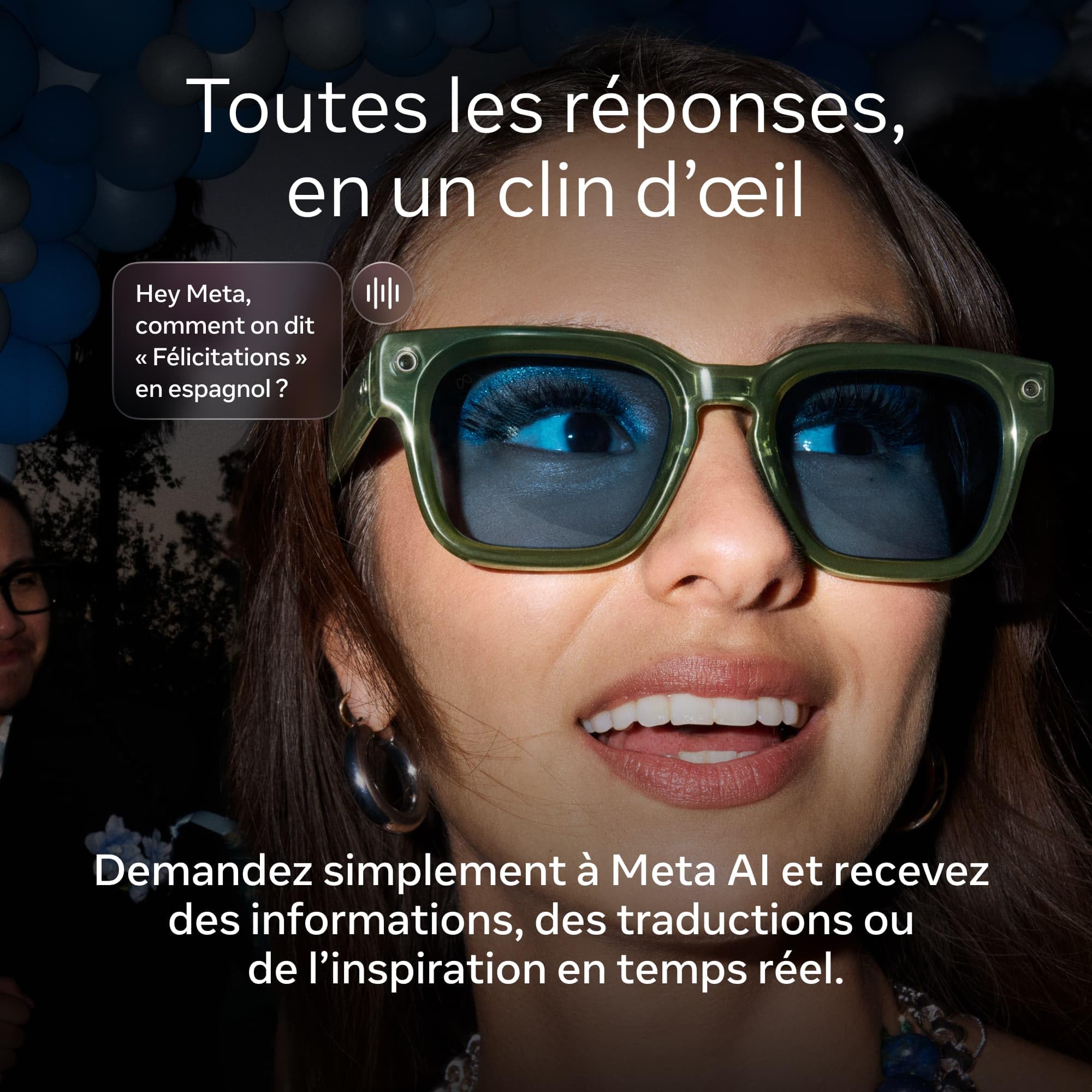 Meta Adventurer Grande taille Noir classique | Lunettes IA pour femme et pour homme — Meta AI, Caméra 12 Mpx, Traduction simultanée — Résolution 3K HD — 8+ heures d’autonomie — Verres marron