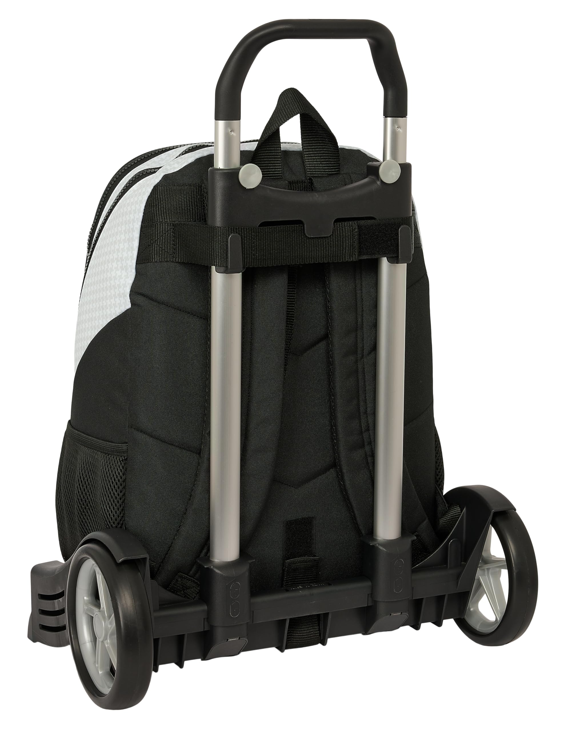 Safta REAL MADRID 1ª EQUIPACIÓN 24/25 - Mochila Escolar, Espalda Ergonómica, con Carro Evolution, Ideal para Niños de Diferentes Edades, Cómoda y Versátil, 32x16x44 cm, Color Blanco/gris