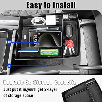 Center Console Organizer for 2024-2026 VW Atlas/Cross Sport | Secondary Storage Tray, Vehicle-Specific Fit, ABS Material, Easy Access And Cleaning, Interior Accessories