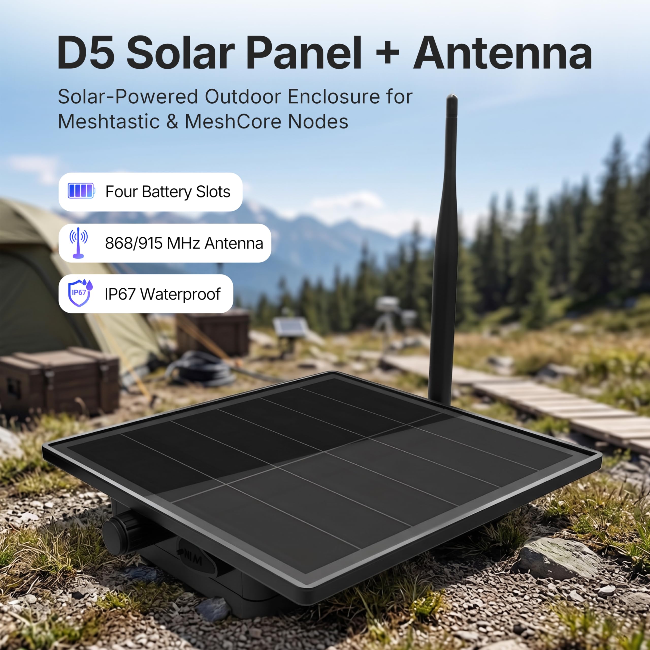 Outdoor Meshtastic / MeshCORE Repeater – 25W Solarknoten Mit 3,0 DBi Antenne (26 Cm)
