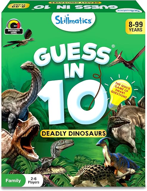 Skillmatics Card Game : Guess in 10 Deadly Dinosaurs | Gifts for 8 Year Olds and Up | Quick Game of Smart Questions | Super Fun for Family Game Night