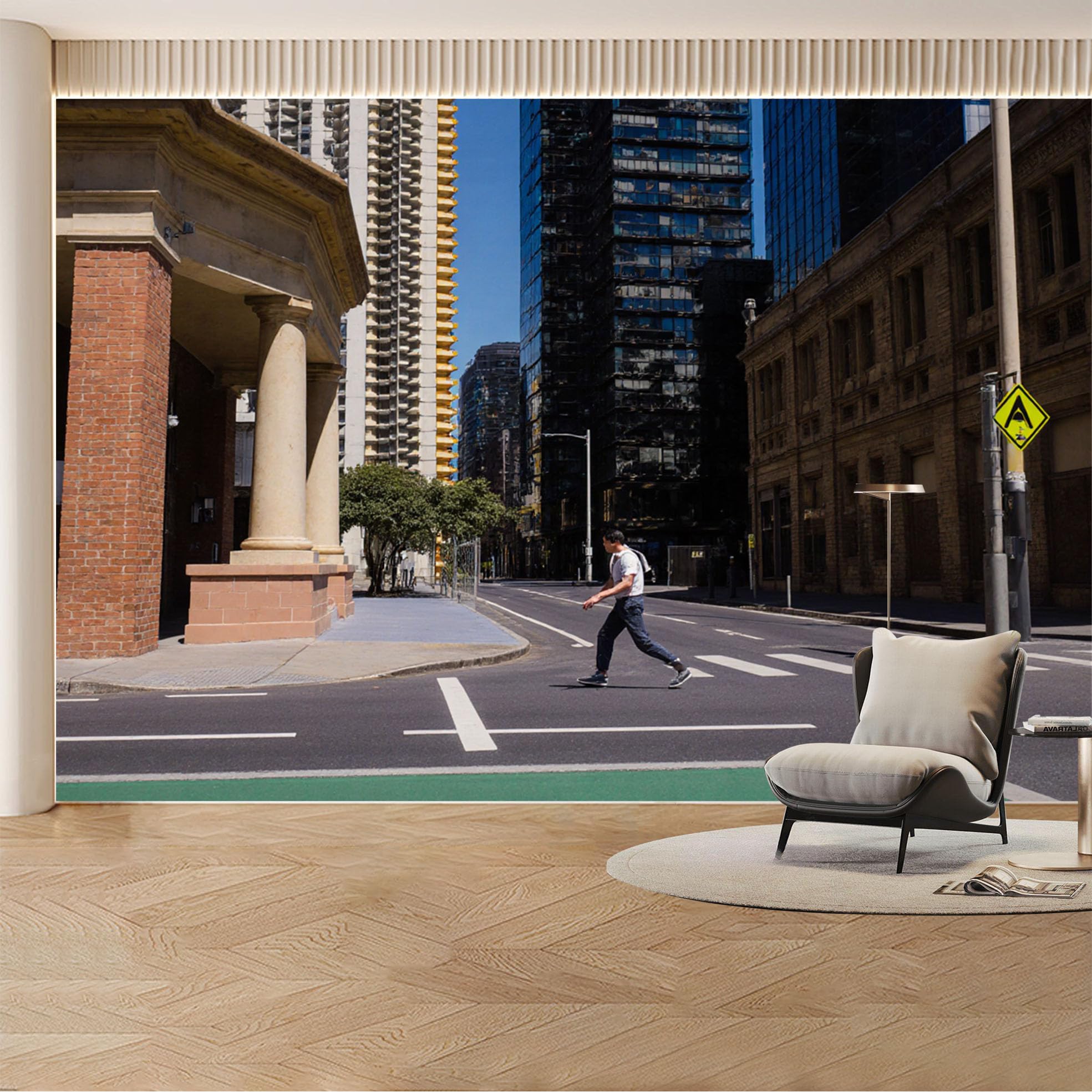 Custom Wall Mural Wallpaper Cityscape Urban Architecture 3D Effect Wall Decor Modern Minimalist Removable SelfAdhesive Large Photo for Living Room， Bedroom， Office