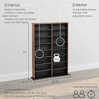 Amazon.com: Prepac 2 Column Display Cabinet Media, Double Width