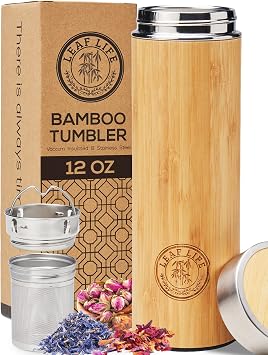LeafLife Premium Bamboo Tea Tumbler with Infuser for Loose Leaf Tea