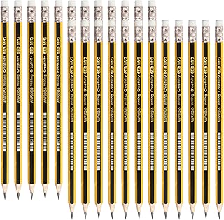 M&G 24 Pack Pre-Sharpened 2B Wooden Pencils with Top Erasers, Ideal for Schools, Offices, and Homes
