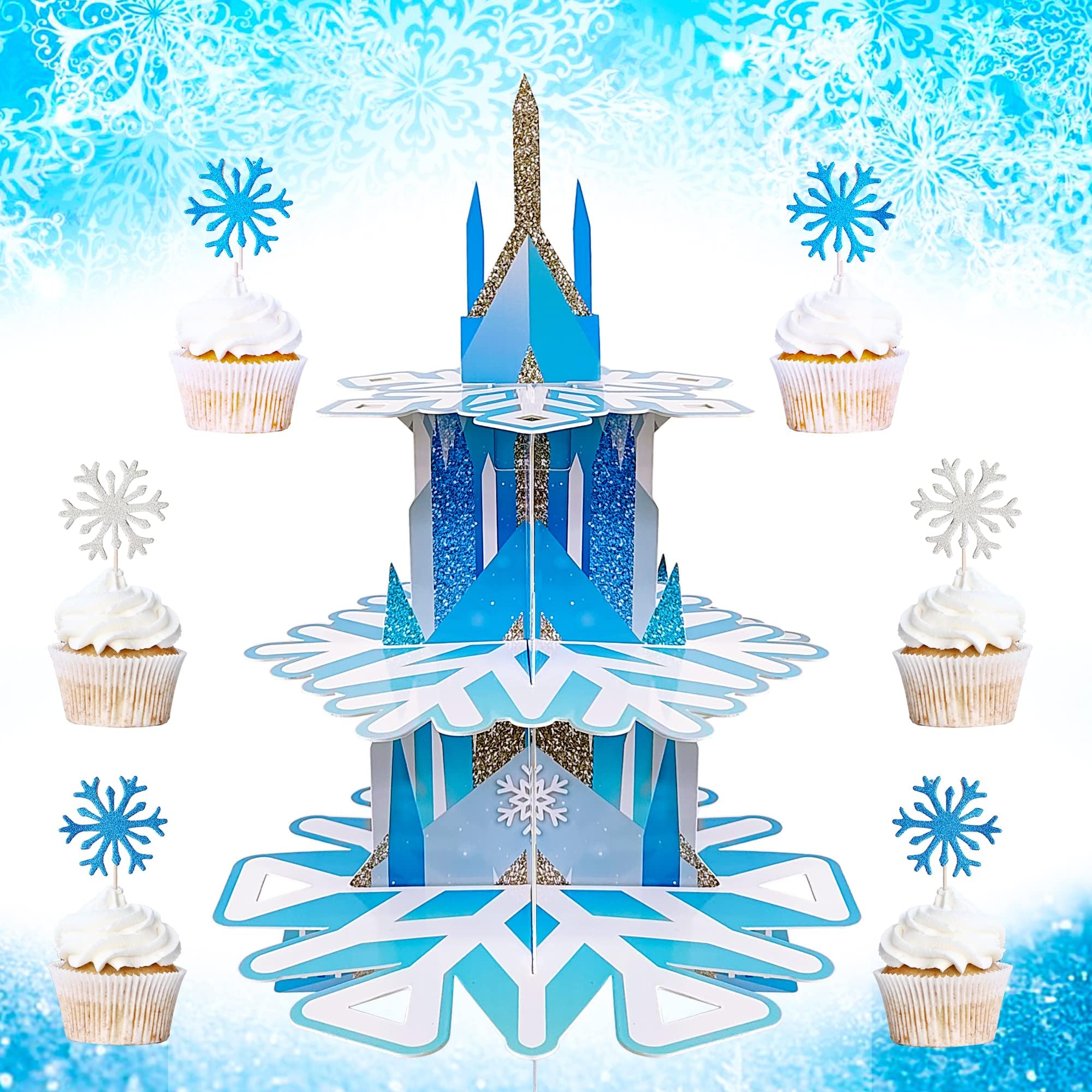 CC HOME Christmas Snowflakes Cupcake Stand 3 Tier Winter