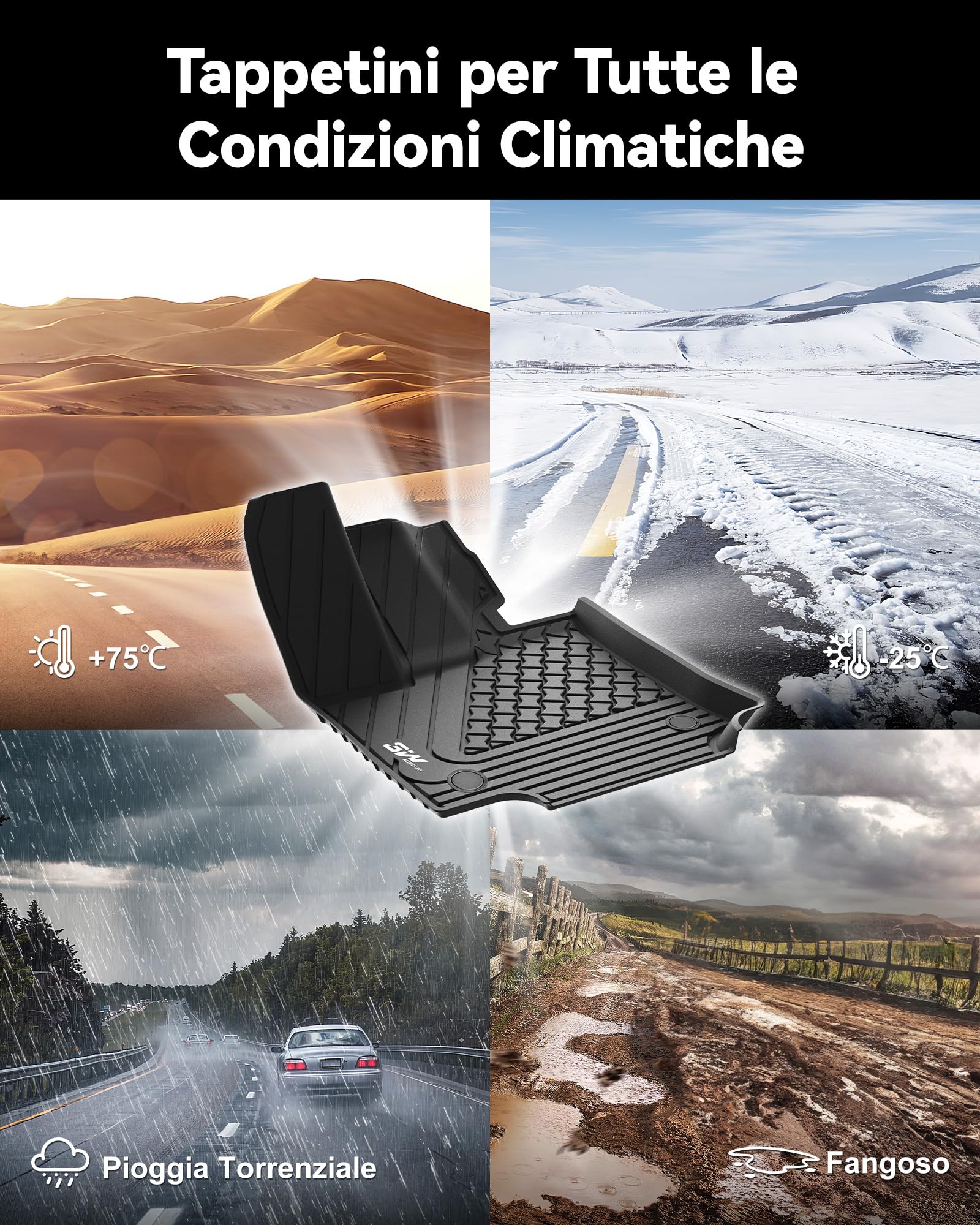 3W Set di Tappetini in TPE e Tappetini per il Bagagliaio per Lexus NX 2022-2025 2026, Tappeti per Auto Resistente e Tappeto Bagagliaio Antiscivolo per Lexus NX