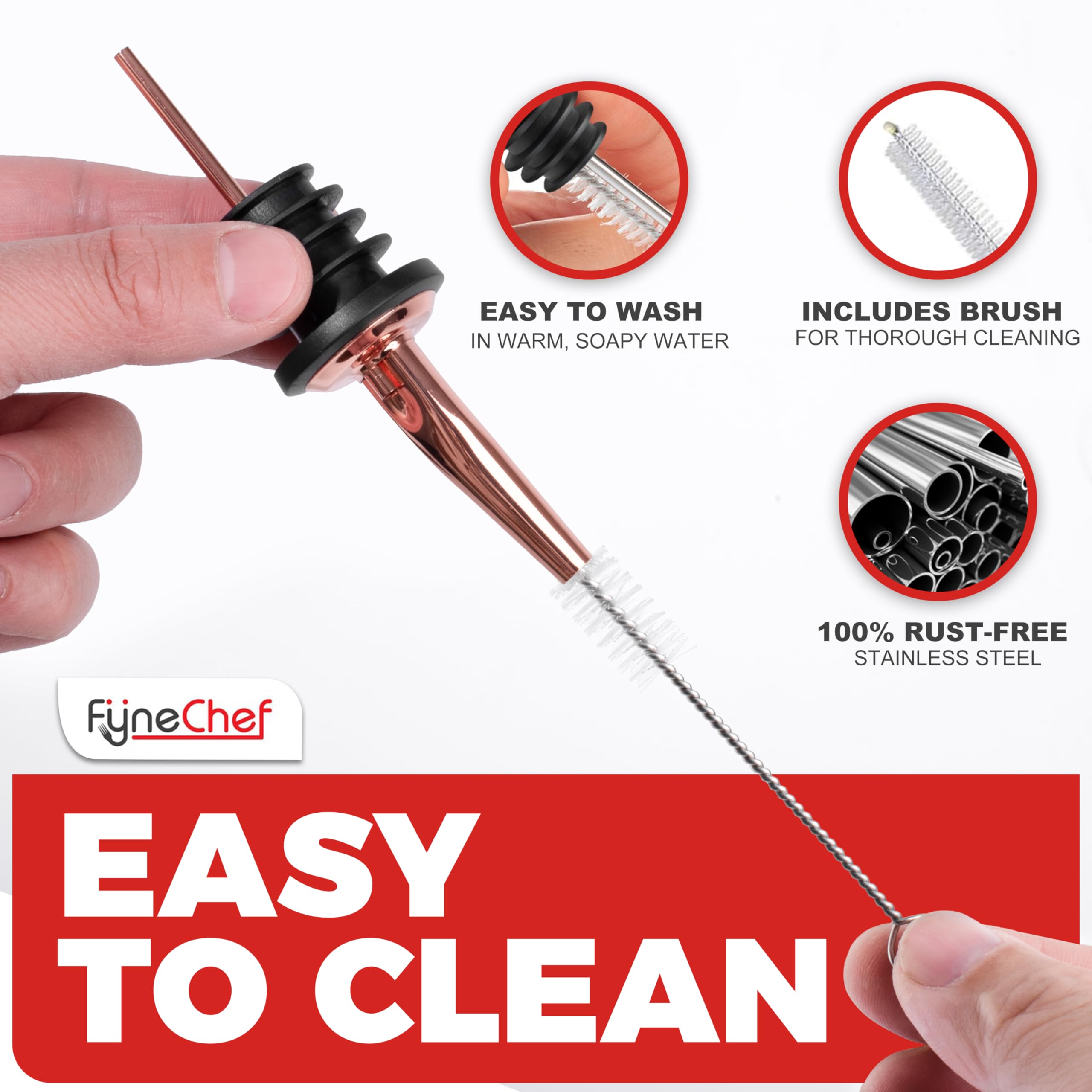 48 Pack Stainless Steel Bottle Pourers for Alcohol, Liquor, and Wine - Bar Accessories, Spouts for Bottles and Dispensers (rose gold)