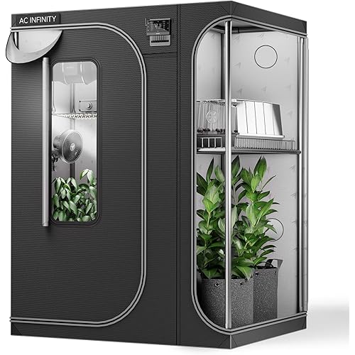 AC Infinity CLOUDLAB 864D 2-IN-1 Advance Grow Tent 5x4, Thickest 1" Poles, 2000D Mylar Canvas, Lab-Tested Highest Reflectivity, Largest Zipper Window Controller Mount Plate 60" x 48" x 80" Indoor Grow
