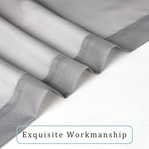 Miniatura 6 de OWENIE Cortinas traslúcidas grises, cortinas transparentes de 84 pulgadas de largo, juego de 2 paneles de gasa con bolsillo para barra, cortinas