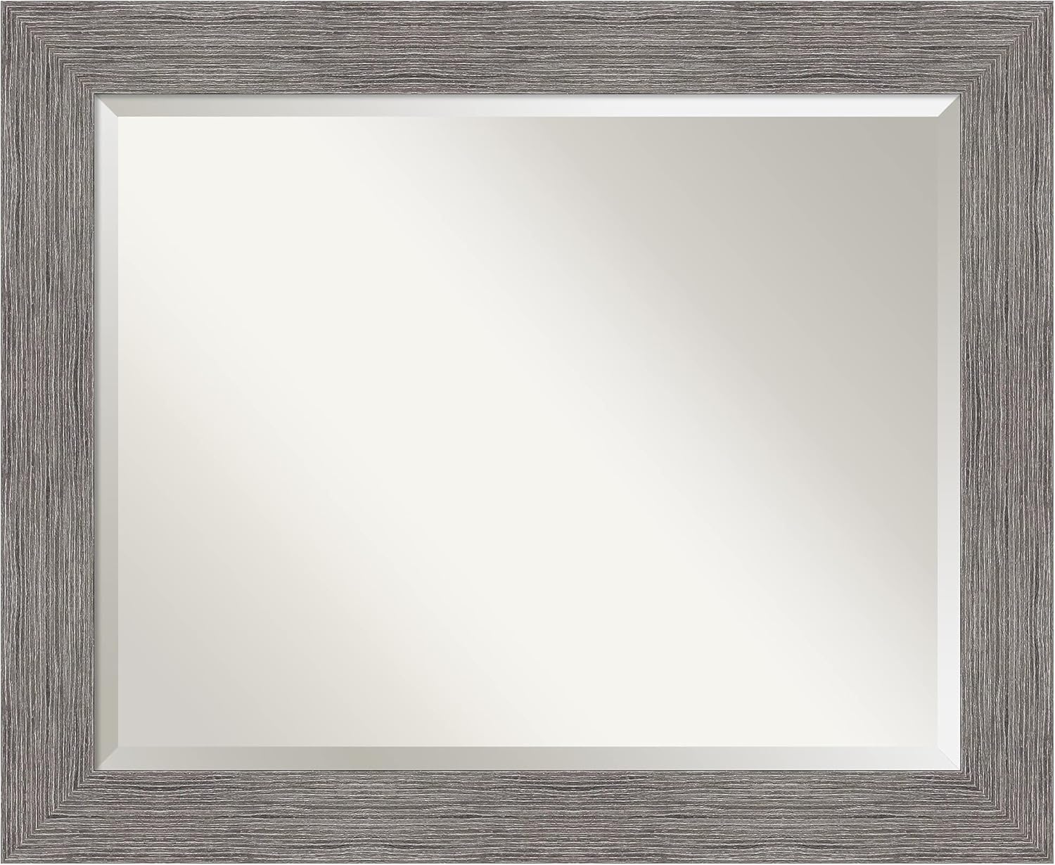 Amanti Art Bathroom Mirror, Pinstripe Plank Grey Wall Mirror for use as Bathroom Vanity Mirror Over Sink (27.5 x 33.5 in.) Beveled Mirror, Grey Mirror, Country Rustic Mirror from WI, USA Glass Size 28x22 Pinstripe Plank Grey