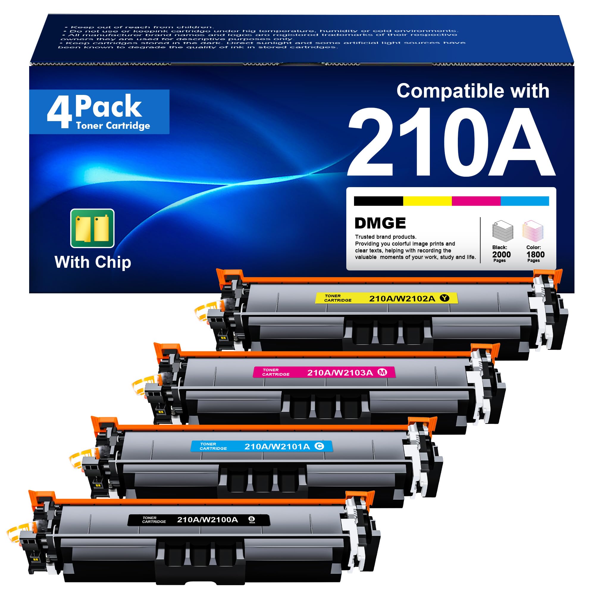 210A Toner Cartridges 4 Pack(with Chip) - Replacement for HP 210A 210X, Works for HP Color LaserJet Pro MFP 4301fdw Wireless Printer, MFP Pro 4301fdn