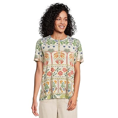 Johnny Was The Janie Favorite Flutter Sleeve Henley T Shirts Women