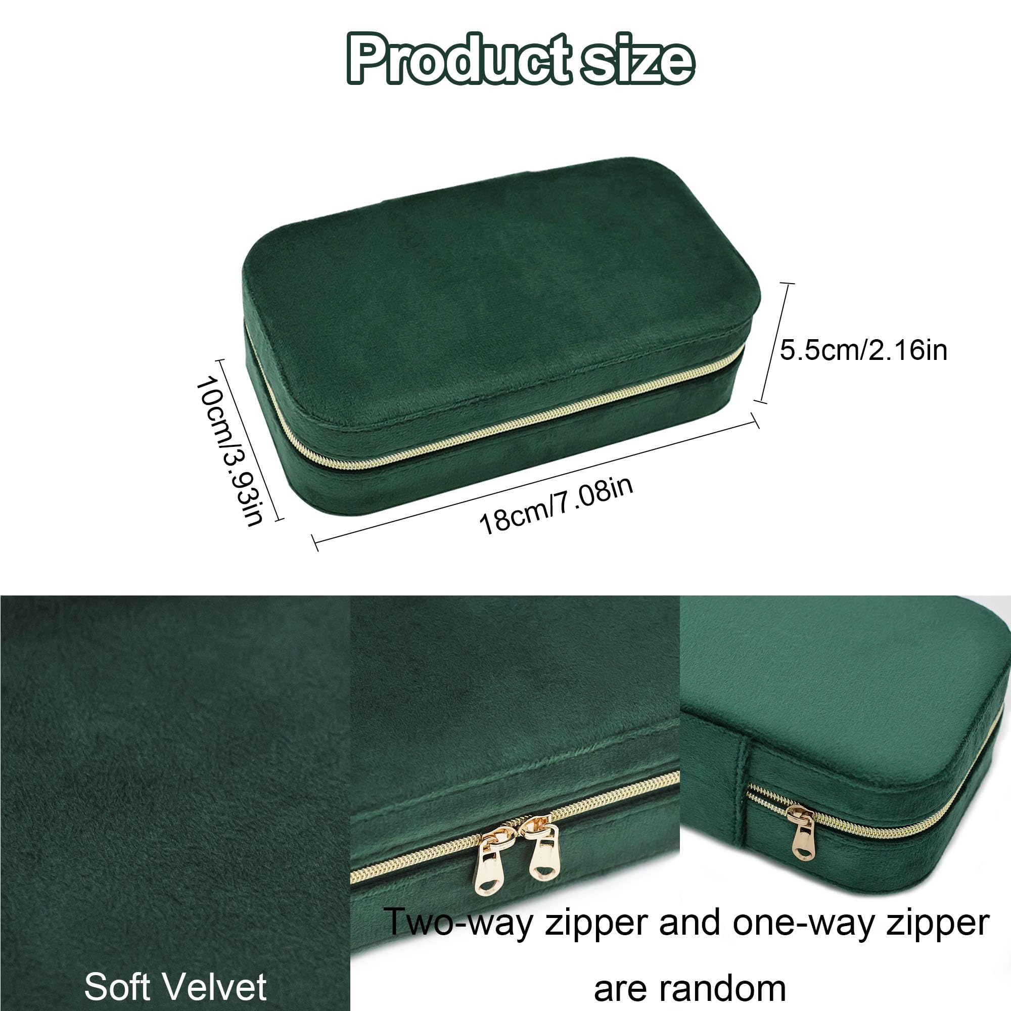 Boxudeli Porta gioielli da viaggio, portagioie piccolo in velluto con specchio per ragazze e donne, organizer portatile per riporre orecchini, anelli e collane (verde scuro)