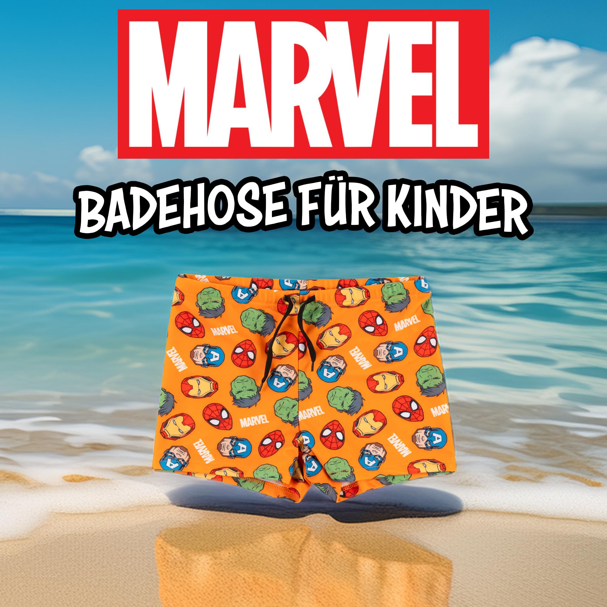 United Labels Marvel The Avengers Badehose für Jungen, Orange, Badeshorts Kinder, Schwimmhose